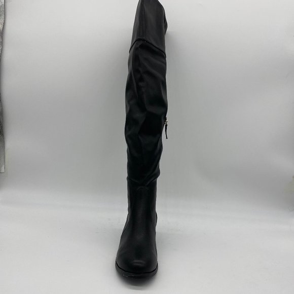 Black Over The Knee Boot Lace Up Side Zipper Boot - Picture 11 of 13